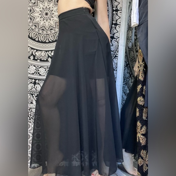 Faust maxi skirt A-shape France Paris vintage very long size S black - Picture 11 of 13